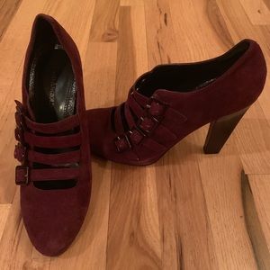 Burgundy suede booties